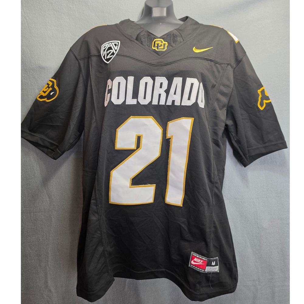 Nike Colorado Buffaloes Sanders 21 Football Jersey Black Mens Medium Pac-12 CU